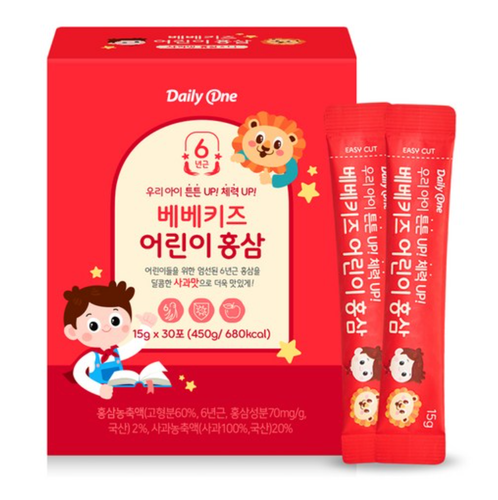 🍎 Hồng Sâm Trẻ Em Daily One BebeKids (Vị Táo) Jelly (Dạng Thạch) Chính Hãng Hàn Quốc Hộp (30gói x 15g)